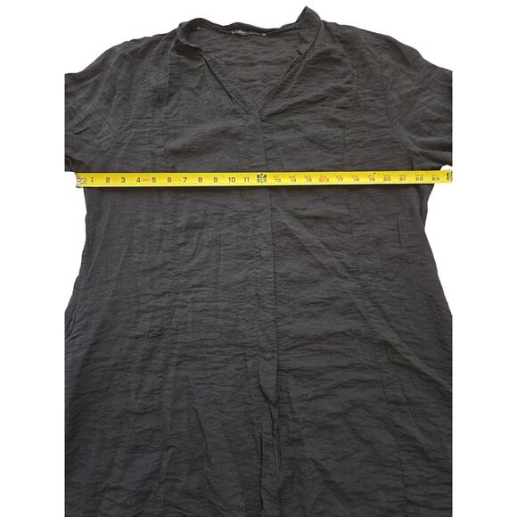 Womens Cut Loose Black Tunic Button-Up 3/4 Sleeve XL‎ Dress Pockets EUC - Picture 4 of 15